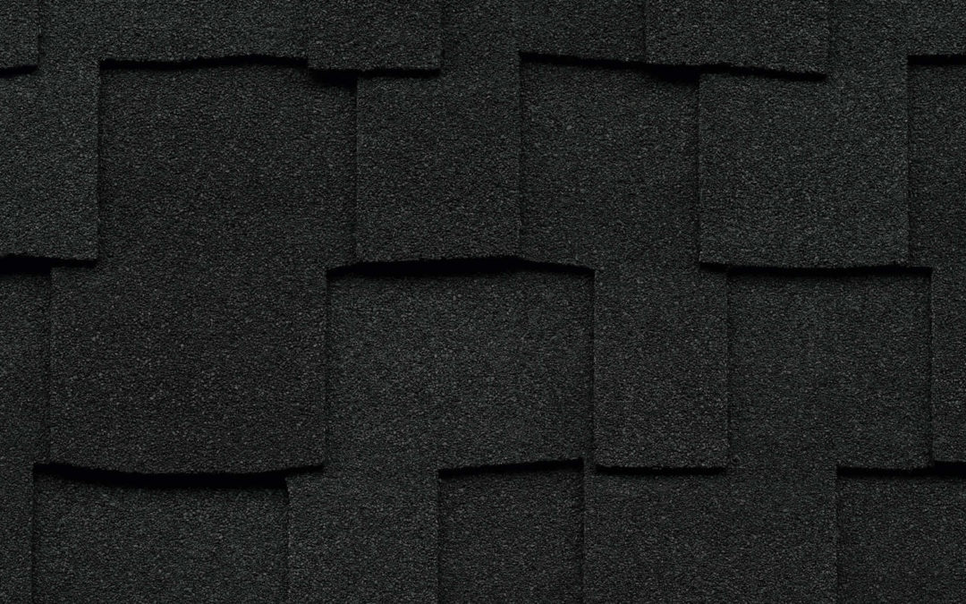 Close-up of dark architectural shingles pattern